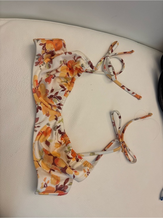 Abercrombie & Fitch Other - Abercrombie & Fitch White Floral Bikini Top with Orange and Yellow Flowers